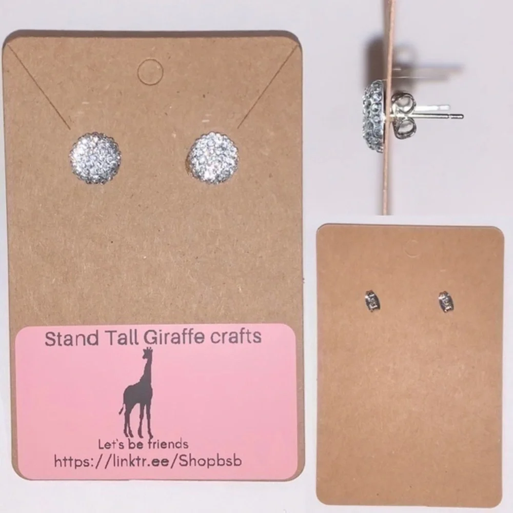 Sparkle druzy silver round earring set new 10mm